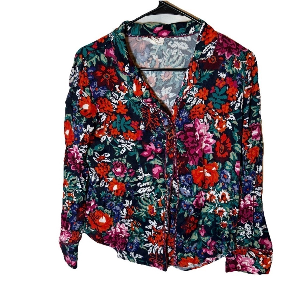 Anthropologie Floreat Pajama Set 2 piece XSmall Floral Colorful Top & Pants Boho - Picture 8 of 13